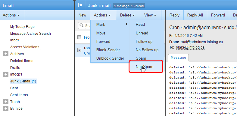 mailbird how to send to junk folder