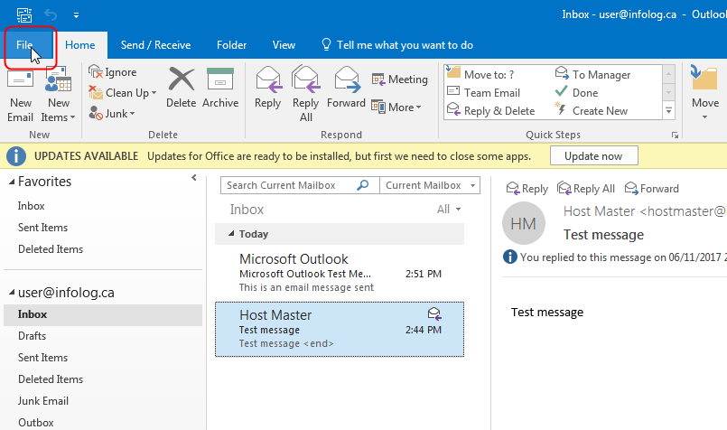 can we setup two email accounts in outlook 2016